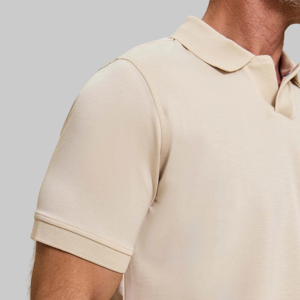 The Yates - Sand Washed Double Knit SS Polo - Sand