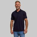 The Yates - Sand Washed Double Knit SS Polo - Navy
