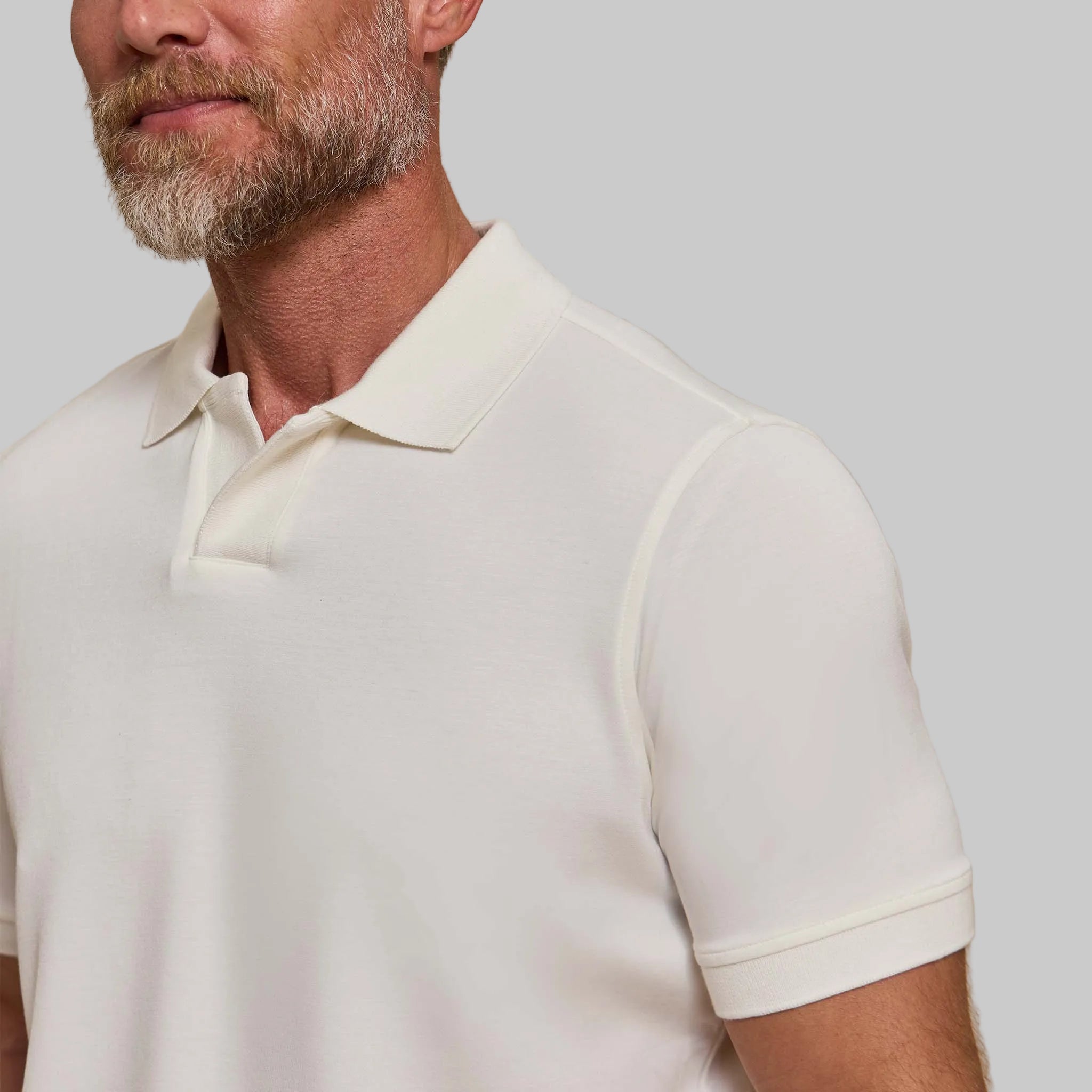 The Yates - Sand Washed Double Knit SS Polo - White