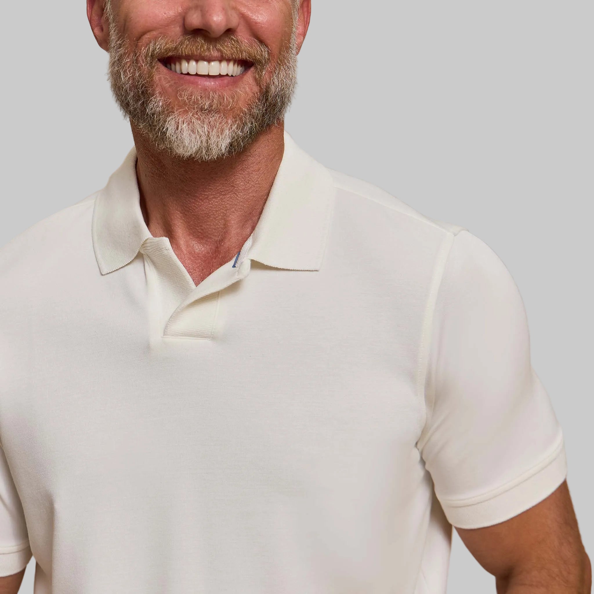 The Yates - Sand Washed Double Knit SS Polo - White