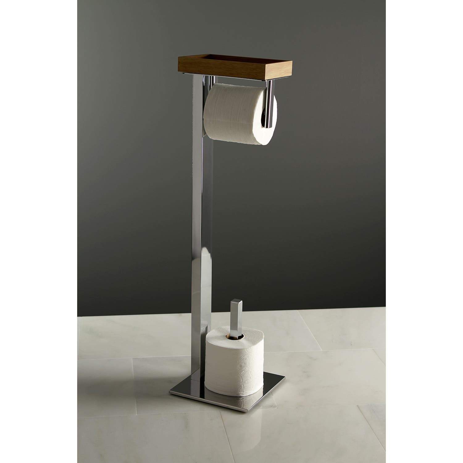Kingston Brass Edenscape Freestanding Toilet Paper Holder with Storage Shelf