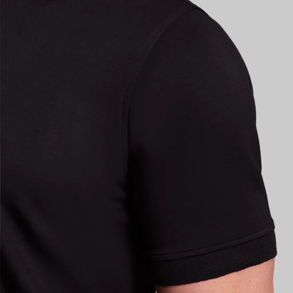 The Holden - Sand Washed Double Knit SS Polo - Black