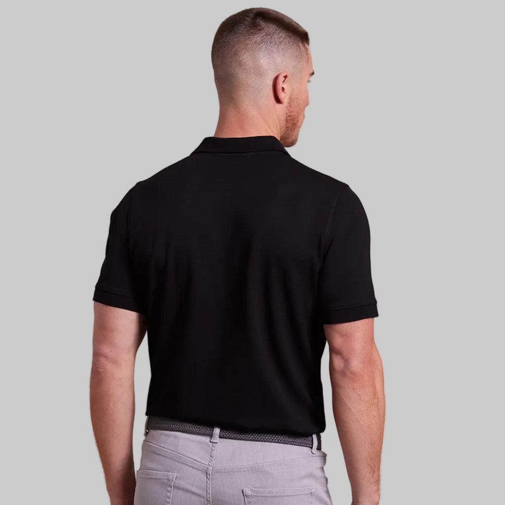 The Holden - Sand Washed Double Knit SS Polo - Black