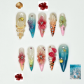 Spring Blossom Fantasy Press On Nails | Colorful Floral Spring Nails | Pastel Garden Stiletto Nails | Fresh Spring Bloom Art Nails | OB1011EC