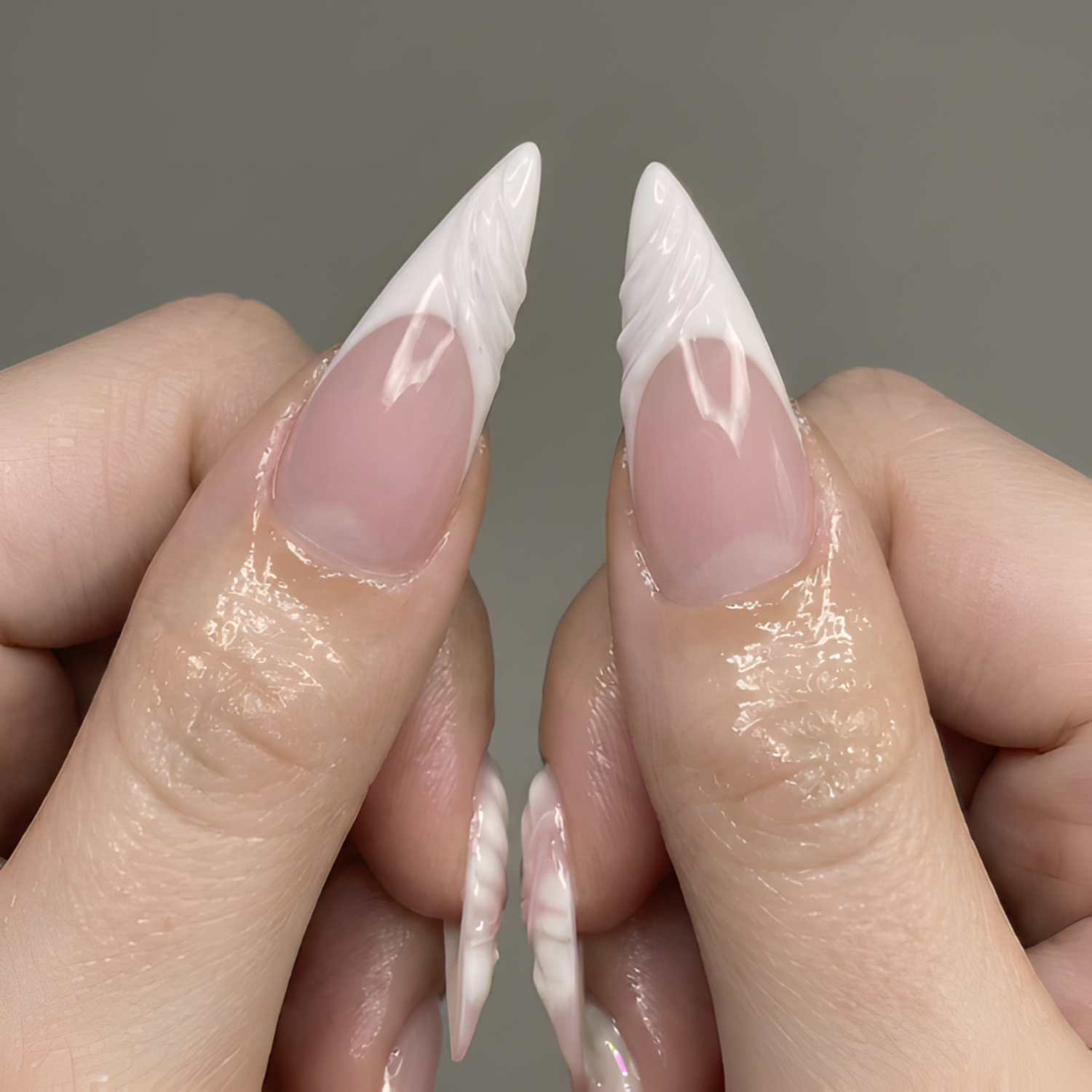 Nail Tabs for Press On Nails – Pink White Floral 3D Flower Long Stiletto Press On Nails | OB05L