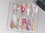 Luxurious butterfly Press On Nails | Stunning 3D Floral On Fake Nails | French Tips Nail Art | Nail Charms. gyaru nails | press ons| OB429TK