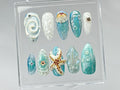 Ocean-Inspired Press On Nails | Stunning 3D Starfish On Fake Nails | summer press on nails | Luxurious pearls Ocean Nails | OB440TH