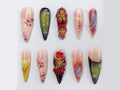 Custom Dreamy Press On Nails | 3D Jelly Orchids Nail Art | Hand-painted Acrylic Floral Press-Ons | FairyCore Flower Fake Nails | OB330AK