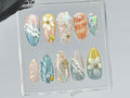 Ocean Dream Press On Nails | Aquatic Elegance Nail Art | Unique Press Ons with Pearl | summer press on nails |ocean press on nails | OB445TK