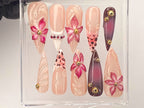 Luxury Pink Blossom Floral Press On Nails | OC22L