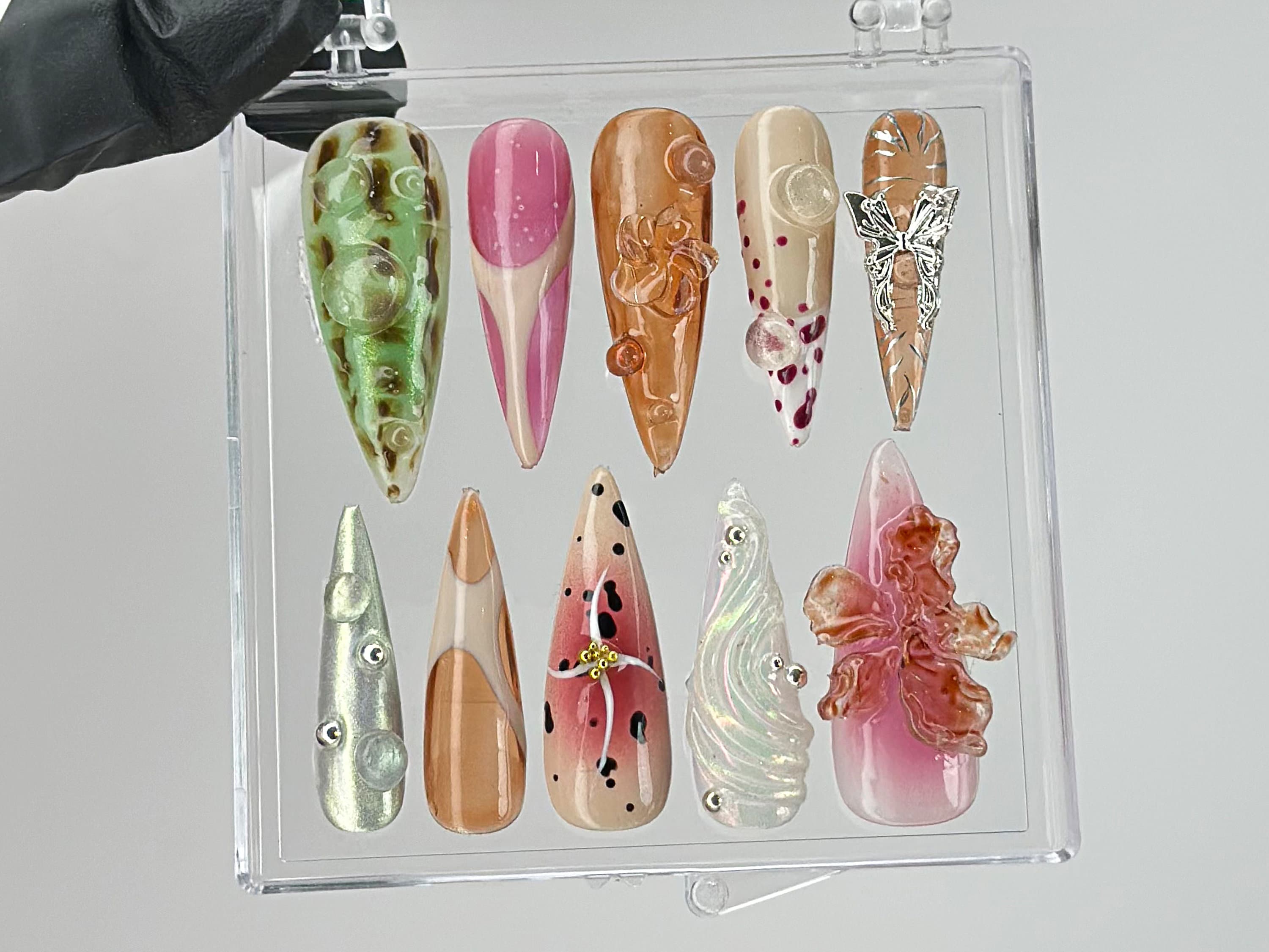 Enchanted Gardens Press On Nails | 3D Floral Press Ons | Spring Theme Custom On Fake | Custom Flower Fairycore Nails | Nail Art | OB457TL
