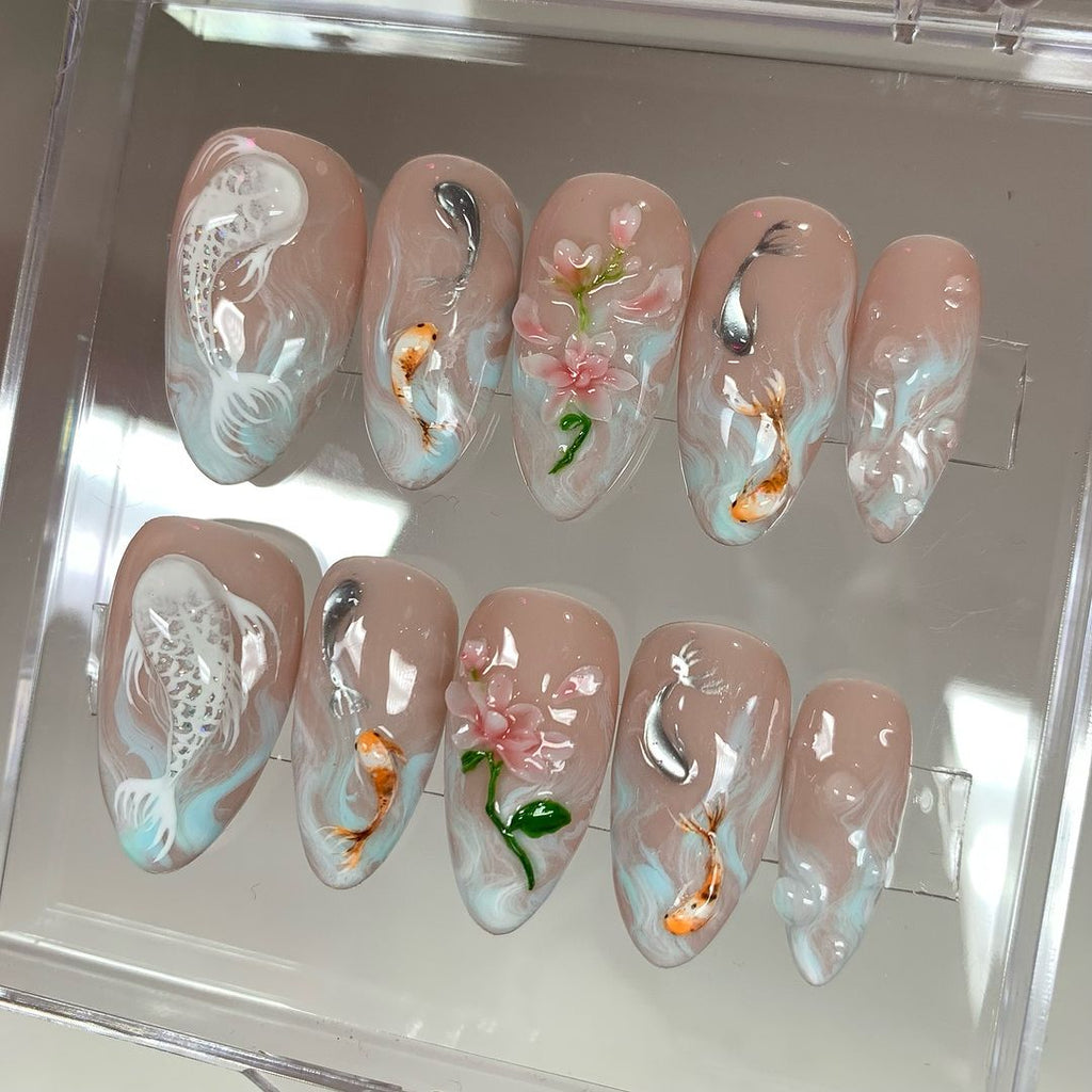 Koi Pond Press On Nails | OB64