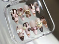 Cute Dessert Press On Nails | 3D Sweets And Bear Designs with Bow Fake Nails | 3D Chocolate. Candy Acrylic Nails | Kawaii Nails | OB549Y