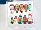 Festive Christmas Press On Nails | Santa And Snowman Fake Nails | Holiday Spirit Nail Art | Cute Gingerbread Acrylic Nails | Winter |OB619YK