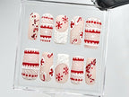 Matte Christmas Press On Nails | Handmade Winter Holiday Fake Nails | Candy Cane & Snowflake Nail Polish | Cozy Sweater Style Nails | OC669Y
